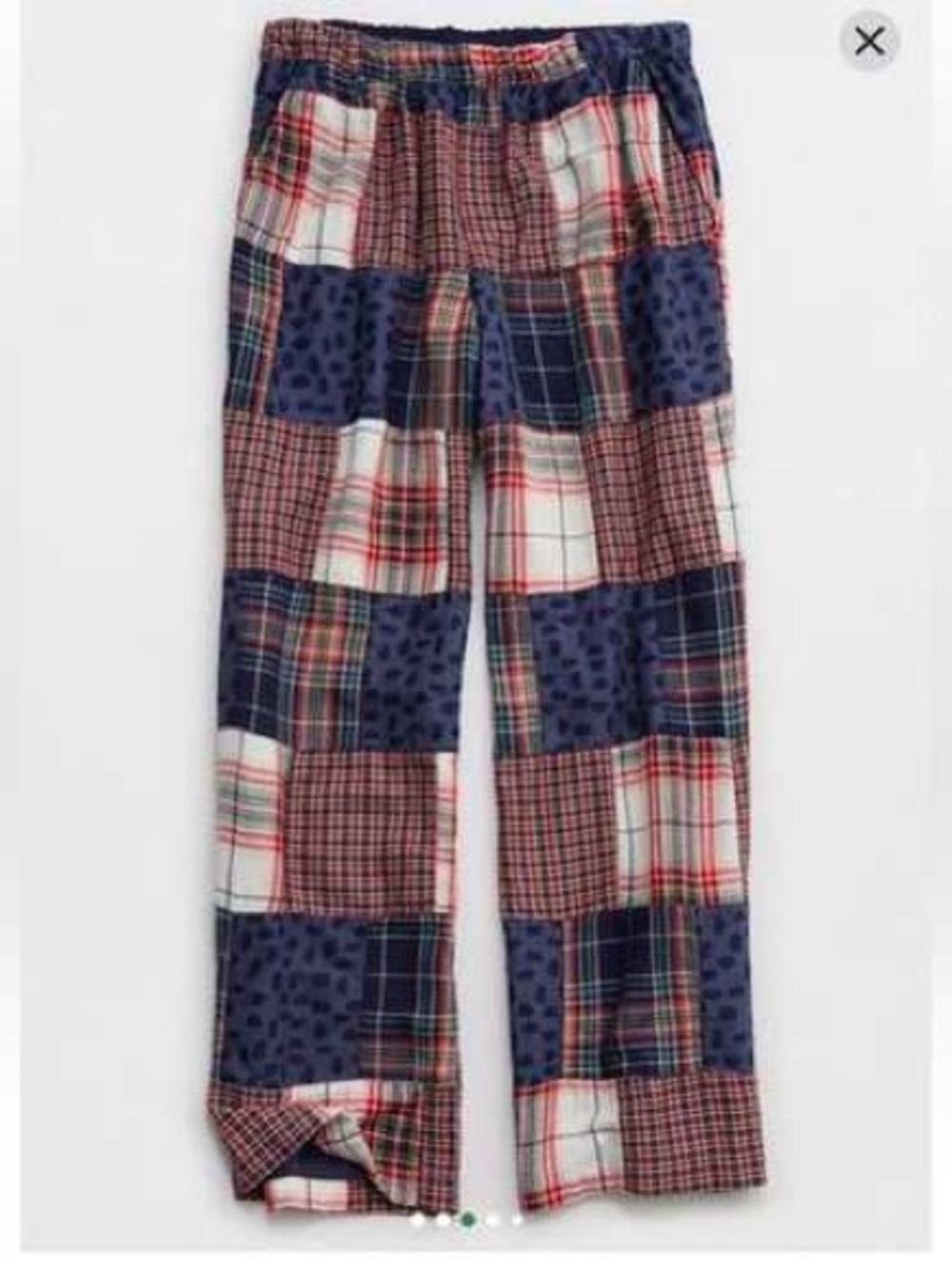 aerie AEO Patchwork Plaid Pajama Pants Navy Blue, Red & White